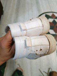 White Colour Star High Ankle Shoes