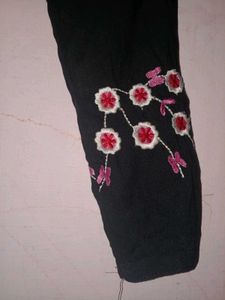 Floral Embroidered Black Dress