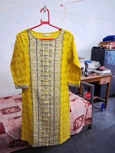 Yellow Printed Kurta