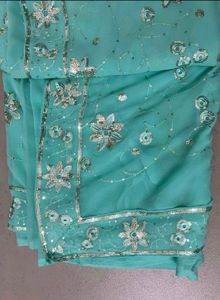 Elegant Blue Embellished Saree