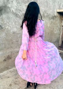 Pink Floral Print Dress