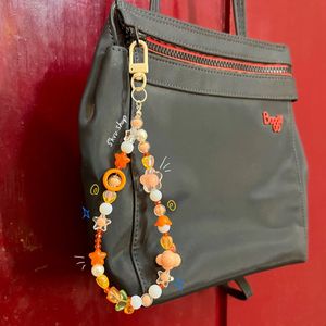Handmade Orange Themed Beaded Bag Charm