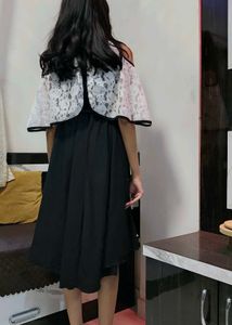 Cute Black Skirt &amp; Lace Top Set