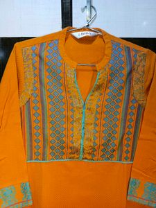Orange Embroidered Kurta