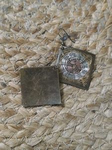 Vintage Copper And Silver Cobweb Earrings