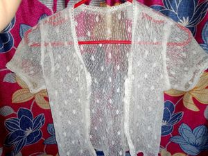 White Polka Dot Knit Shrug