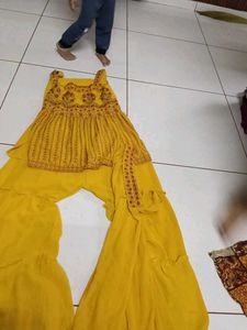 Yellow Embroidered Kurti