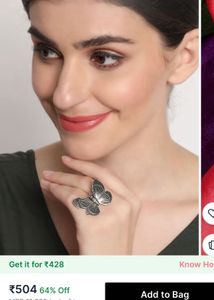 Butterfly Inspired German Silver Adjustable Ring