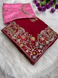 Vichitra Silk Saree With Embroidery