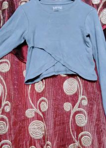 Blue Crisscross Long Sleeve  Crop Top🩵