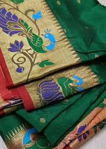 Pure Silk Green Paithani Traditional With Blouse