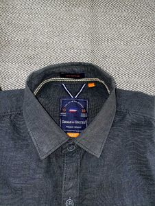 Combo Of Dark Gray Button-Down Shirt And Pent