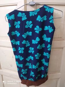 Blue Bow Print Sleeveless Top