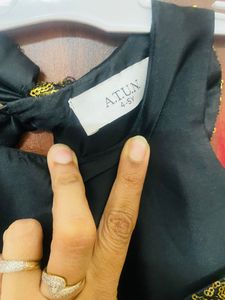 Heavy Black Party Wear Dress With Peep Hole
