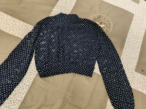 Navy Polka Dot Top