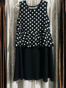 Black Polka Dot Peplum Dress/Top