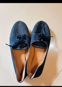Blue studded flats