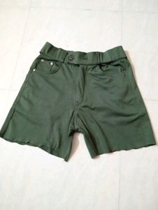 Olive Green Raw Hem Shorts