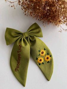 Sunflower Embroidered Hair Bow