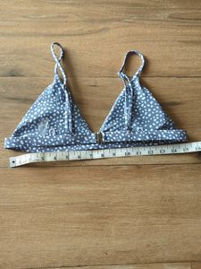 Grey Polka Dot Bikini Top
