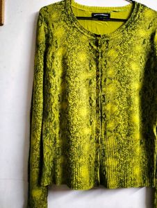 Green Animal Print Cardigan