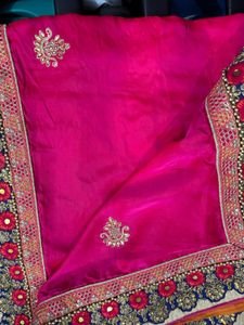 Hot Pink Embroidered Saree