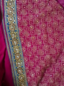 Beautiful Purple Party Saree with Blouse (36 size)