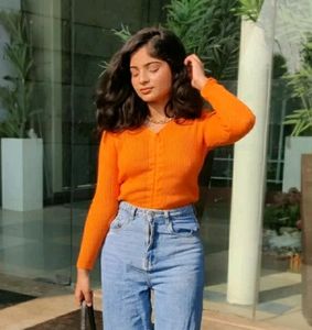🧡 WINTER SALE🧡 Orange Ribbed Stretchable Sweater