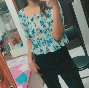 sky Blue Crop Top