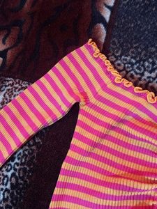 Off  Shoulder Striped knit top