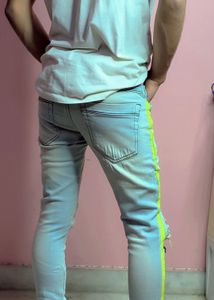 denim sky blue and white jeans