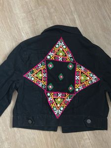 Embroidered Black Denim Jacket