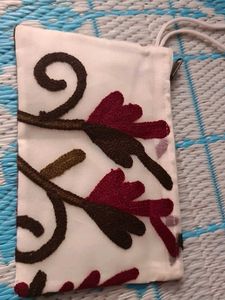 Embroidered Floral Pouch