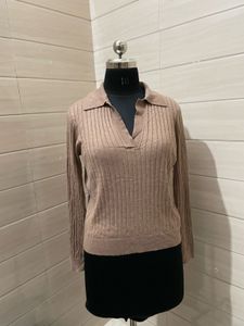 Calvin Klein Ribbed Knit Long Sleeve Top