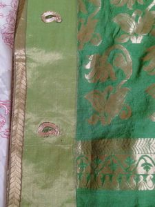 Pure Venkatagiri  Green Cotton Saree +Blouse