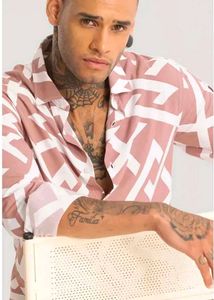 Peach Colour, Printed Casual Shirt,Men Slim Fit