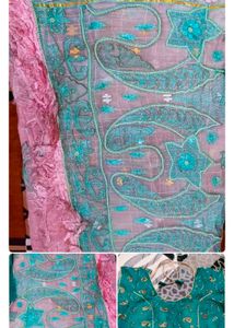 Elegant heavy Party Peach Embroidered Saree
