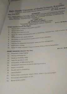 Pathology Question Papers Qp Code 3154 Rajiv Gandh