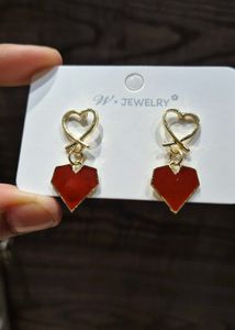 Red Heart Drop Earrings