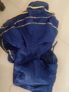 Navy Blue Bell Sleeve Ready Made Padded Blouse