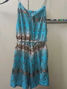 Blue Printed Romper for Women