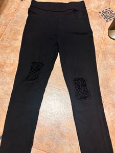 Ripped Knee Black Pants