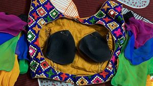 Embroidered Indian Blouse with Mirror Detail
