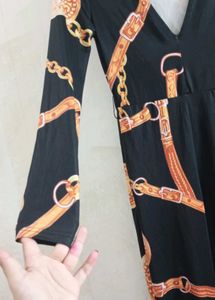 Black &amp; Gold Chain Print Jumpsuit