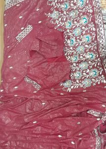Maroon Floral Saree