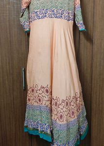 Peach Floral Print Attractive Branded Anarkali