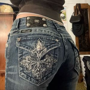 Y2k Low Rise Vintage Studded Bootcut Jeans