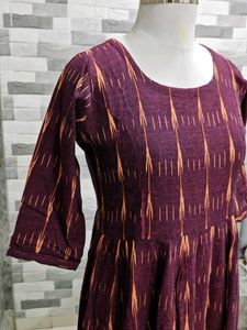 Maroon Printed Fit and Flare Dress