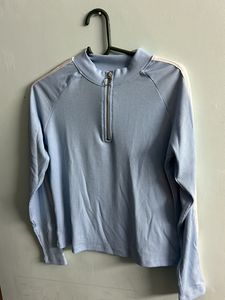 Blue Ribbed Full Sleeve Active Wear