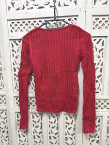 🎀Red Lace-Up Long Sleeve Top C